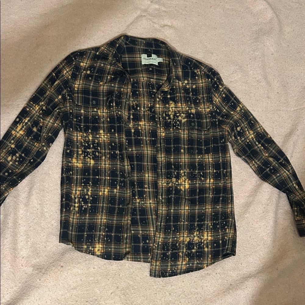 TOPMAN Checkered acid drop plaid Shirt